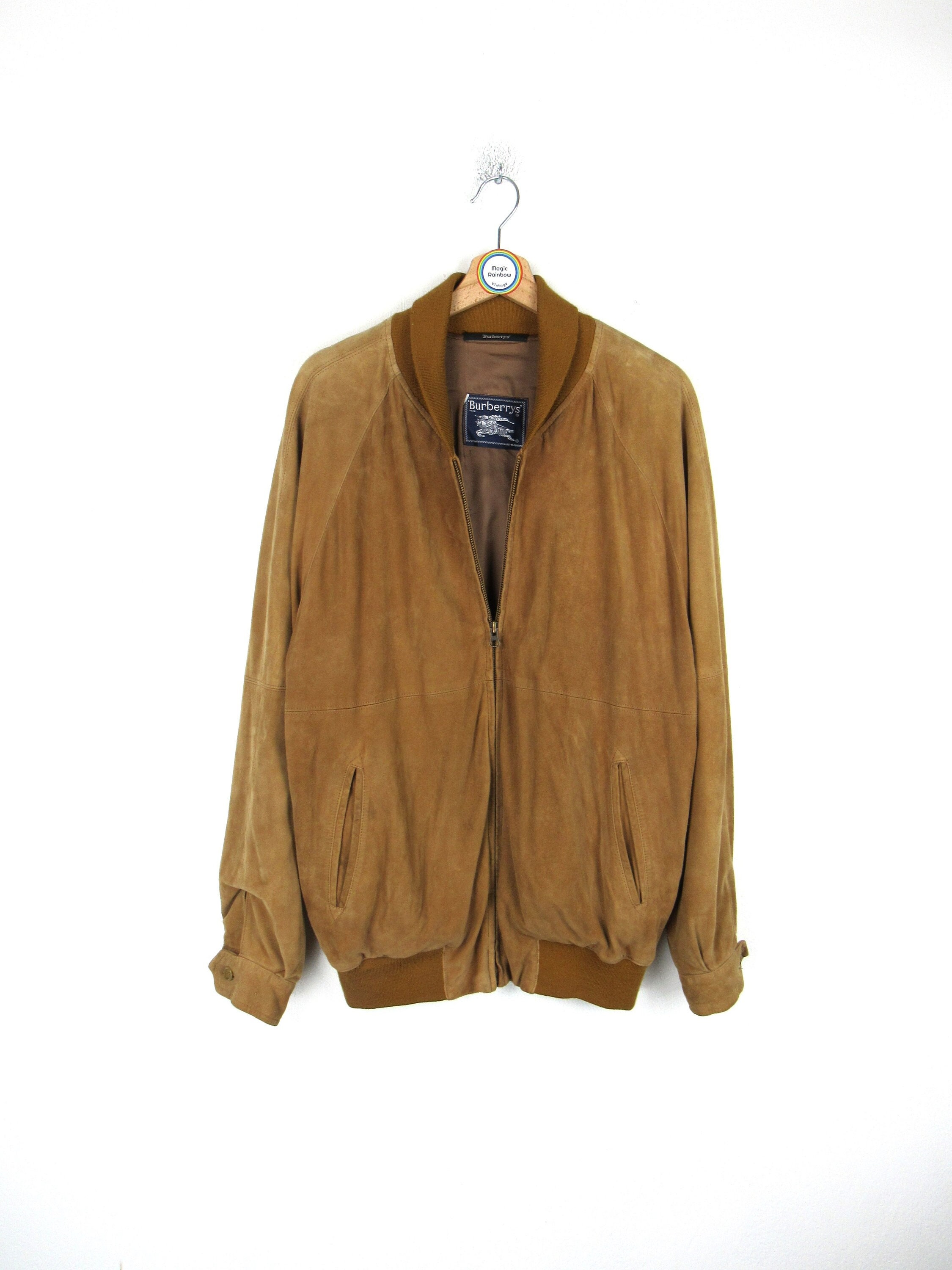 Burberrys Vintage 90s Suede Leather Reindeer Jacket - Size