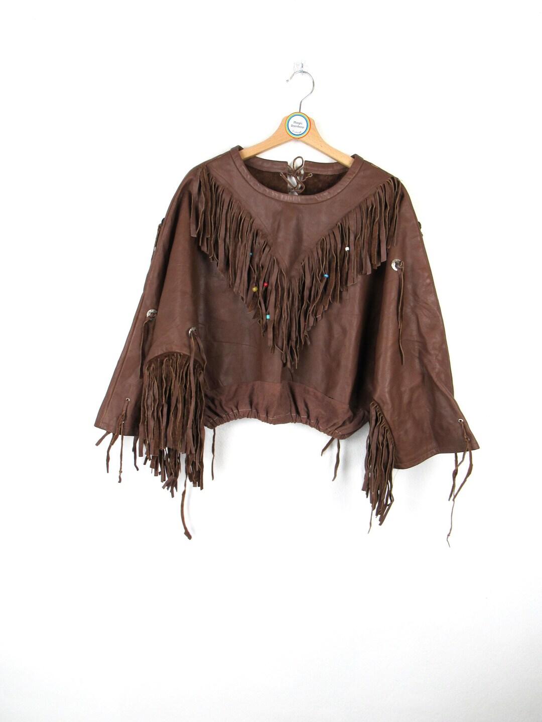 ジャケット・アウター vintage hand paint leather poncho Lined Painted Leather Poncho - Etsy