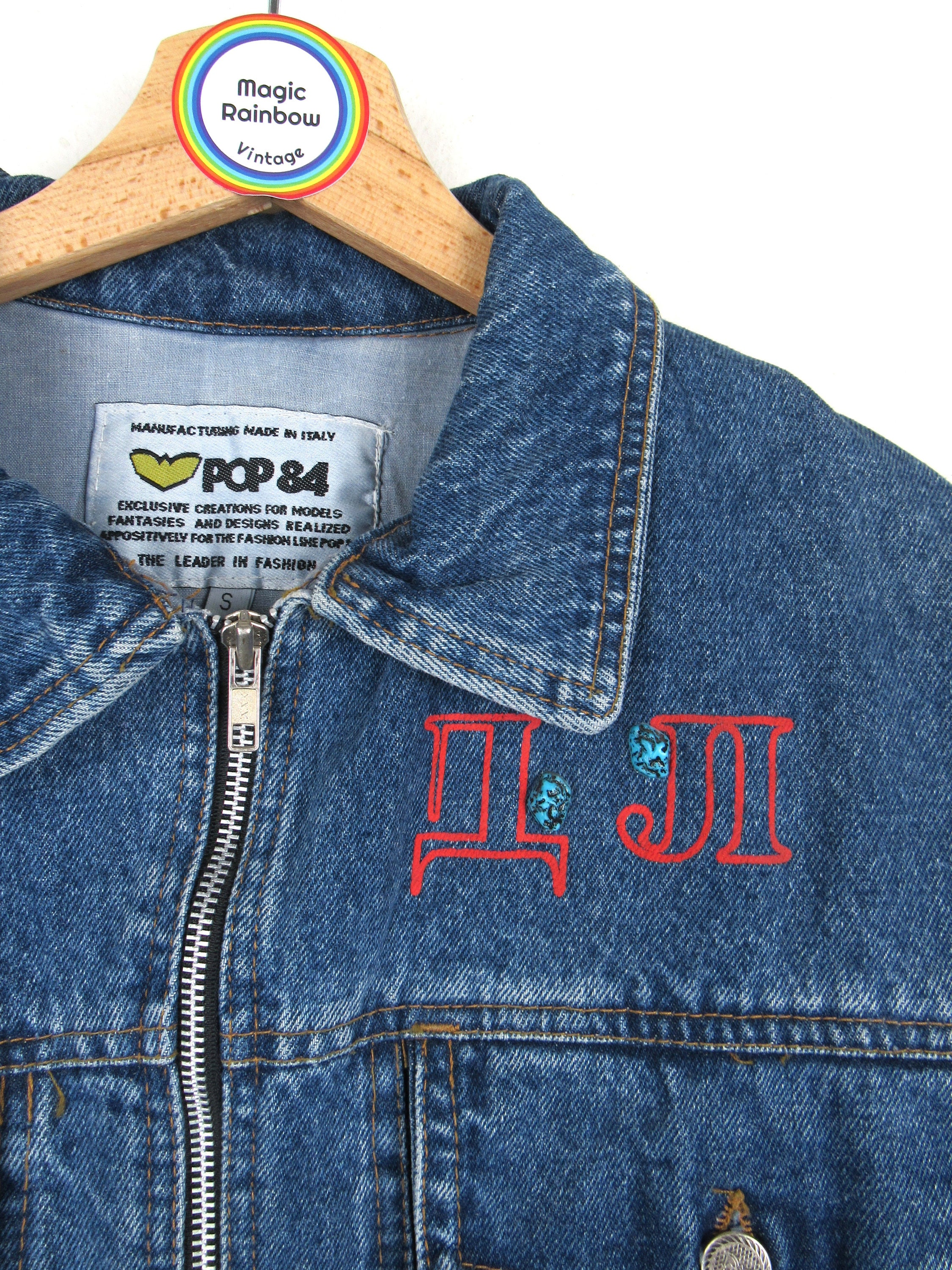 ジャケット・アウター 90s vintage Design denim jacket Pop84 Vintage 80s 90s Crop Denim Jacket - Size S - Etsy