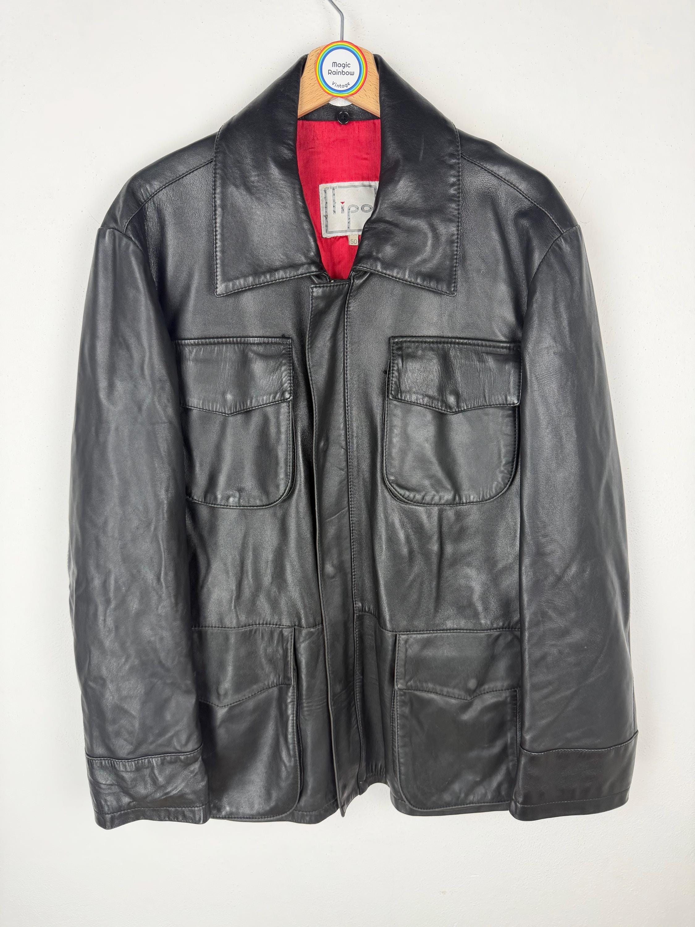 Vintage 90s Leather Jacket - Size L - Etsy