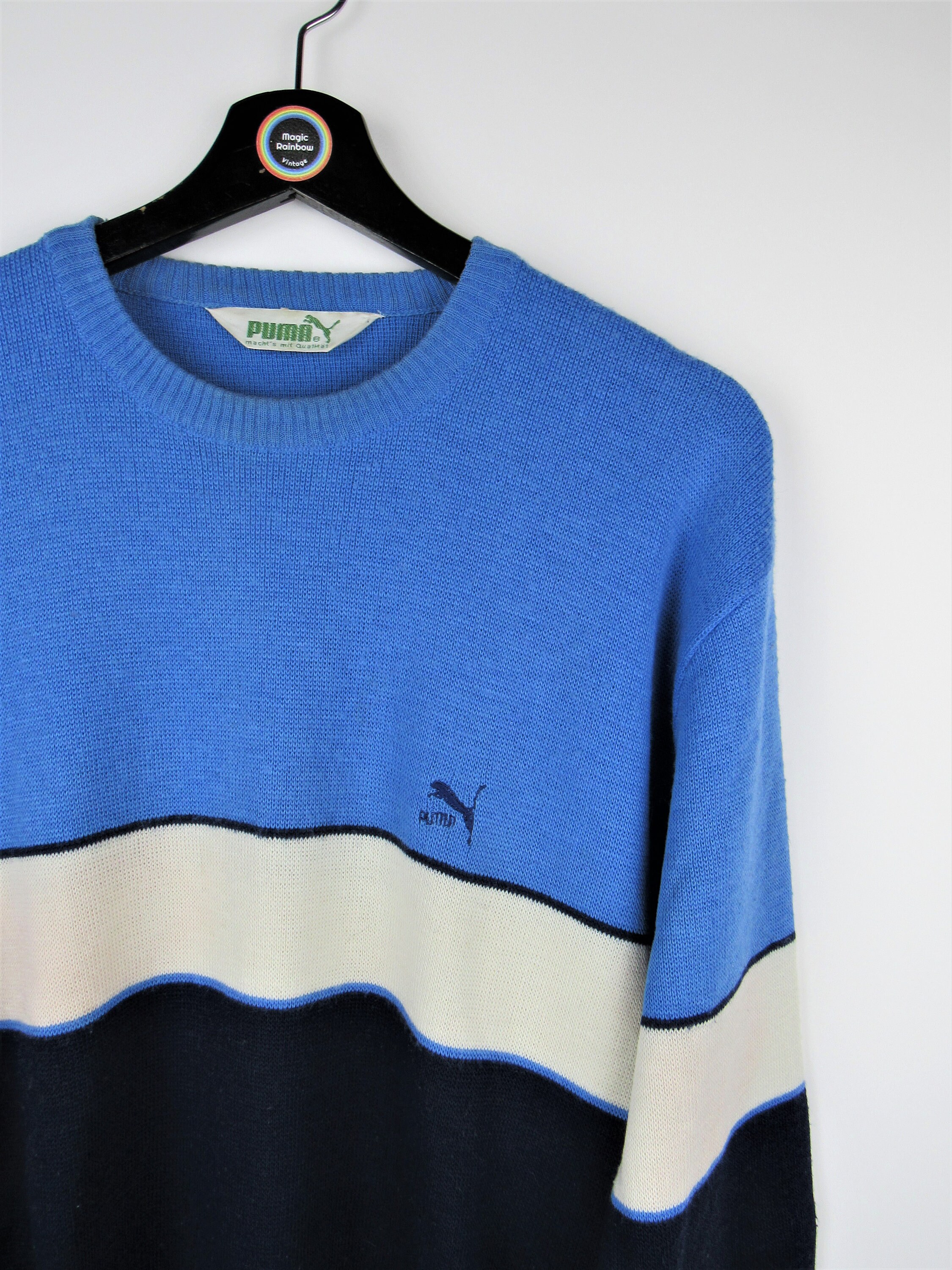 ニット+セーター vintage PUMA 80s sweater ar Vintage 80s Puma Sweater -size M - Etsy