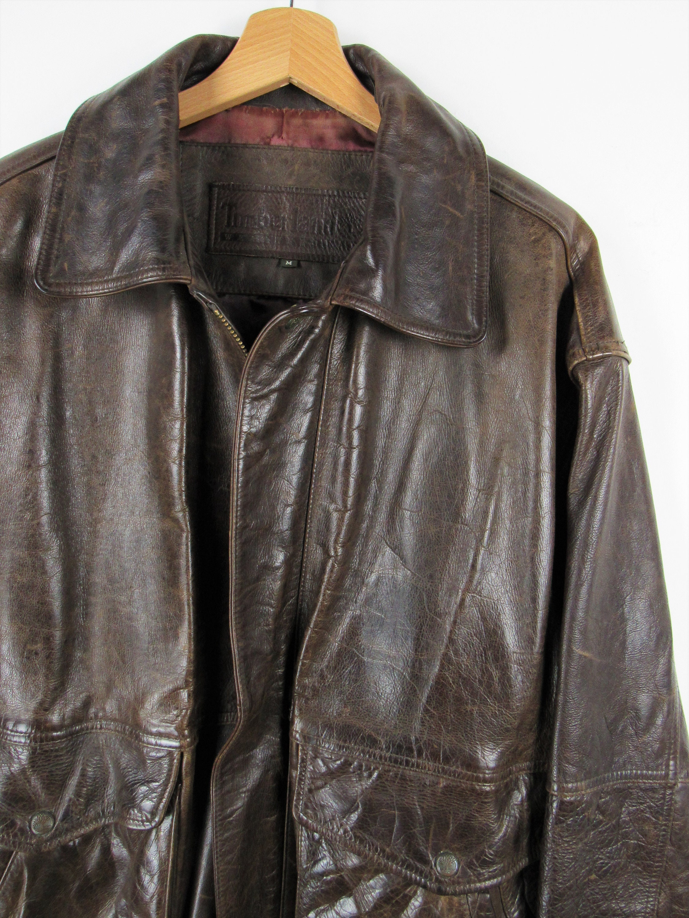 Vintage ss Timberland Genuine Leather Jacket Size L   Etsy Canada