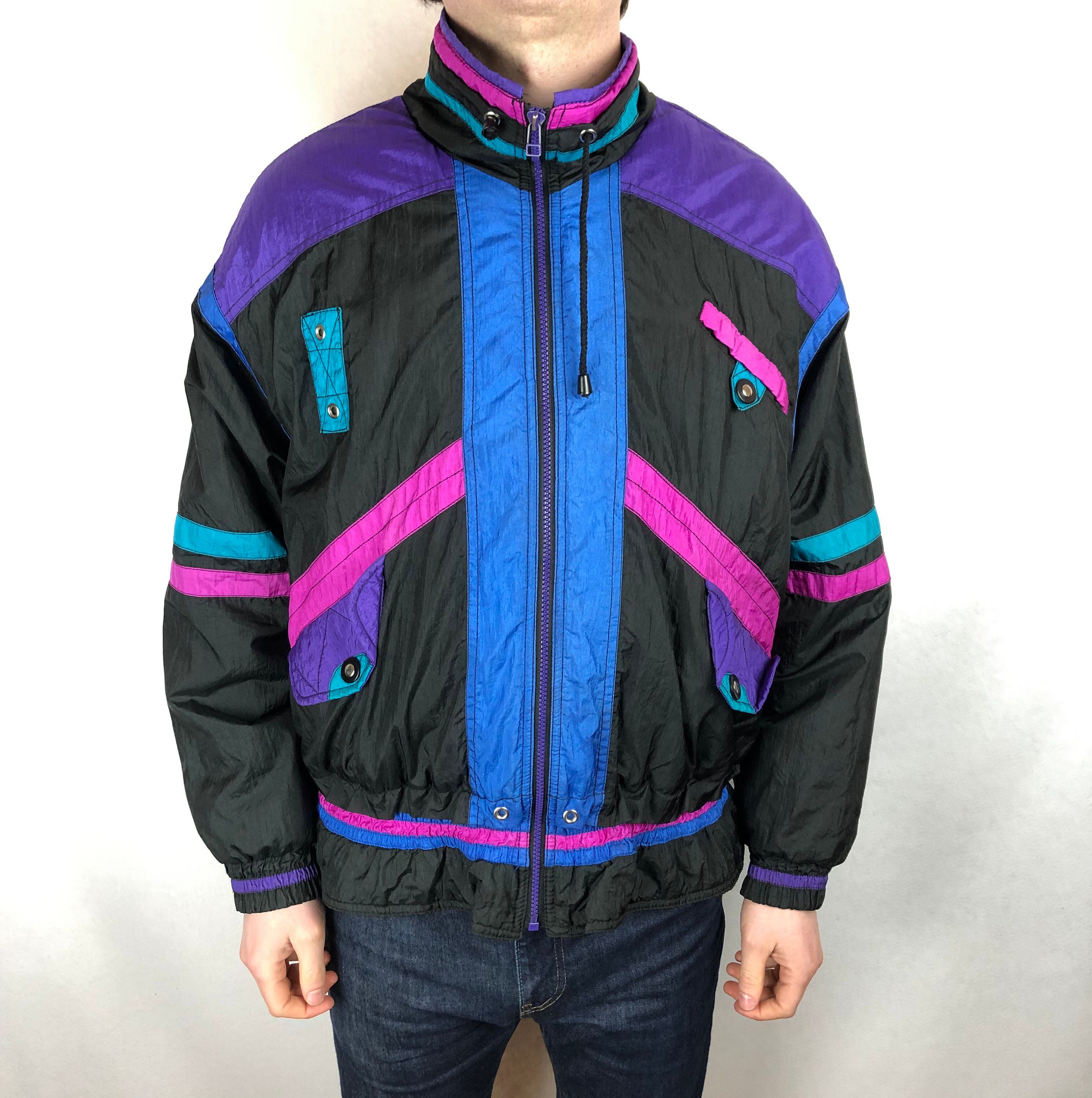 Teal vintage ski jacket Winter bomber jacket Medium size Vintage windbreaker 80s & 90s snow jacket Retro ski suit Sport jacket