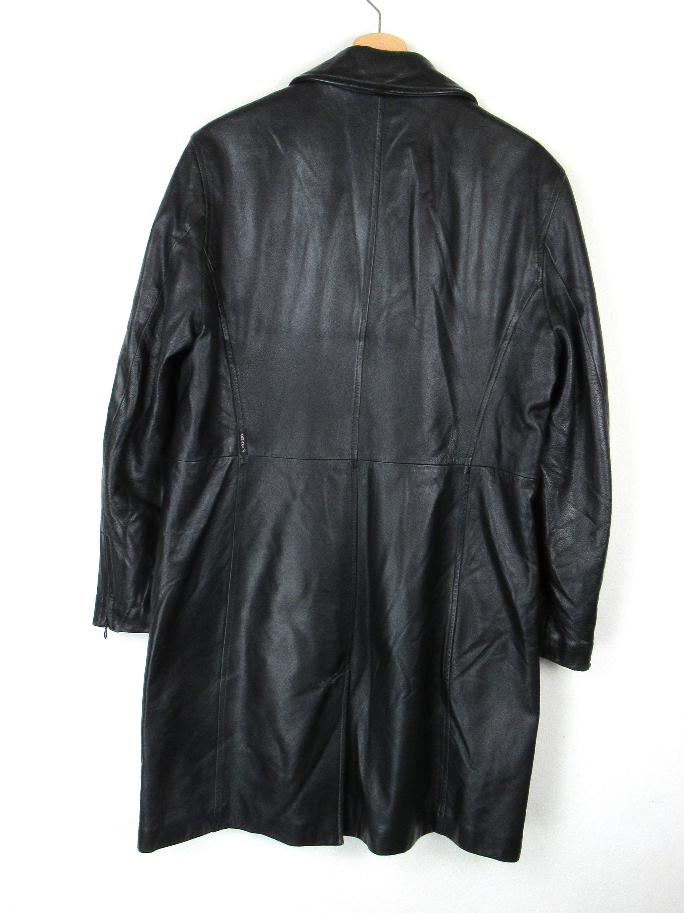Vintage 90s Armani Jeans Leather Coat - Size M - Etsy Vintage 90s Armani Jeans Leather Coat - Size M - Etsy