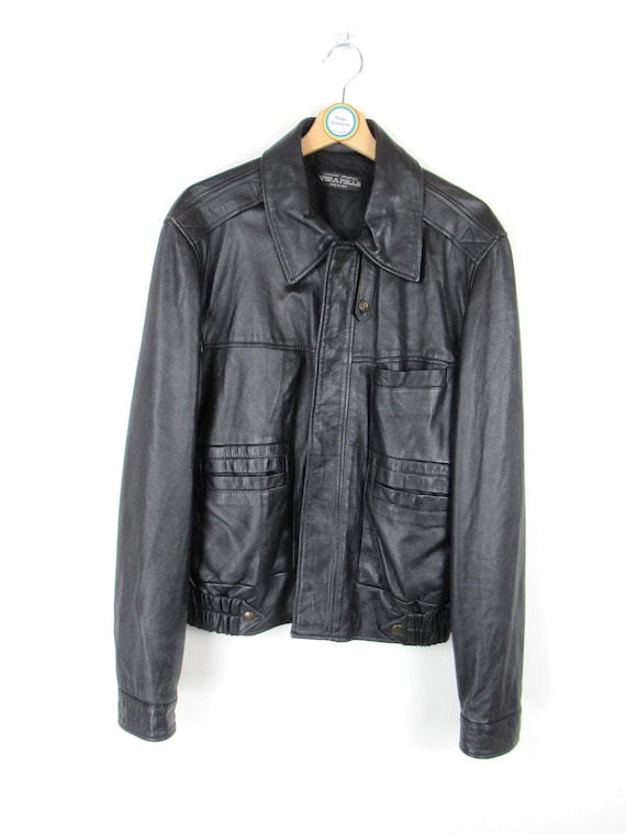 Vintage 90s Leather Jacket - Size M - Etsy