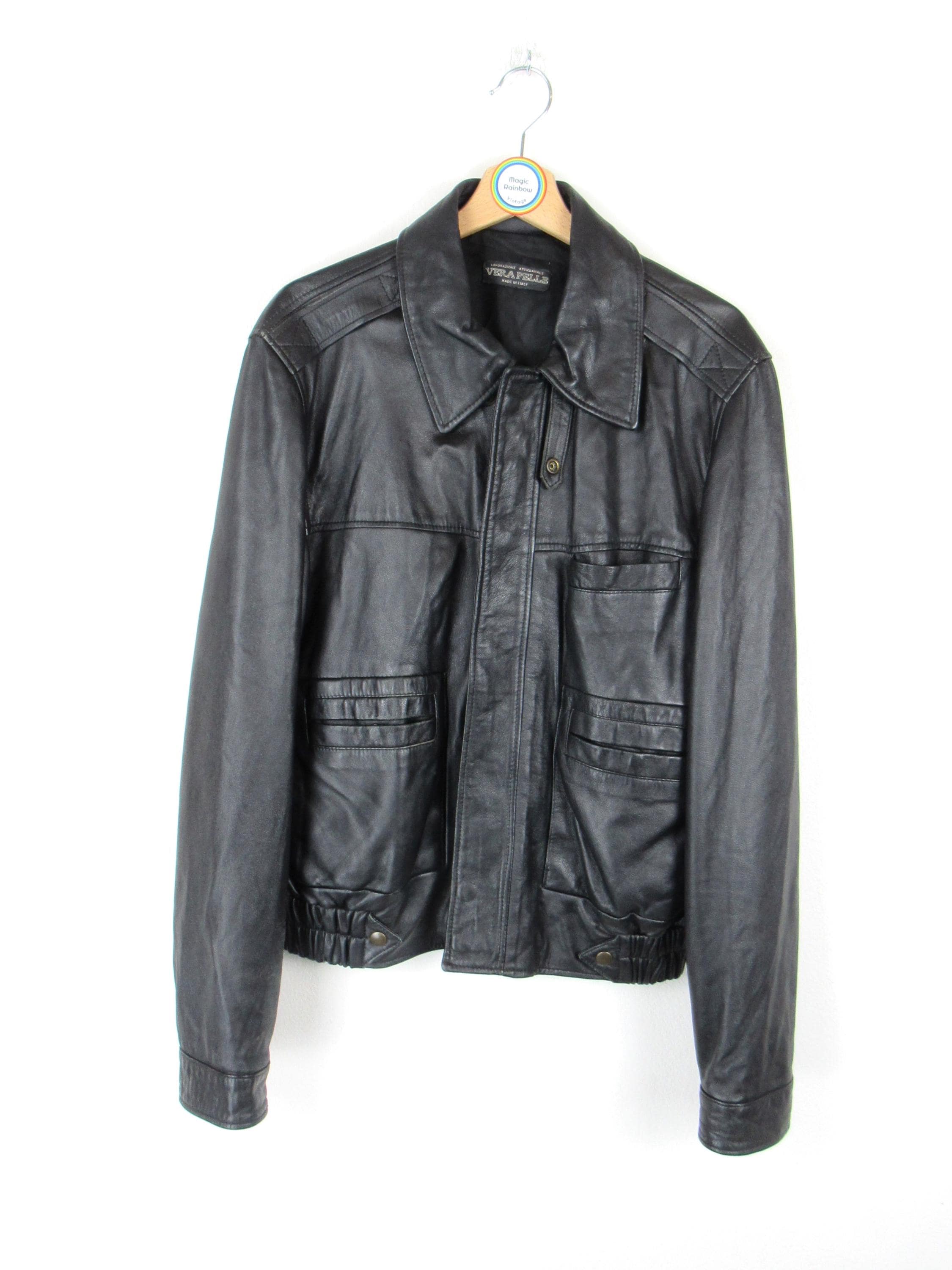Vintage 90s Leather Jacket - Size M - Etsy