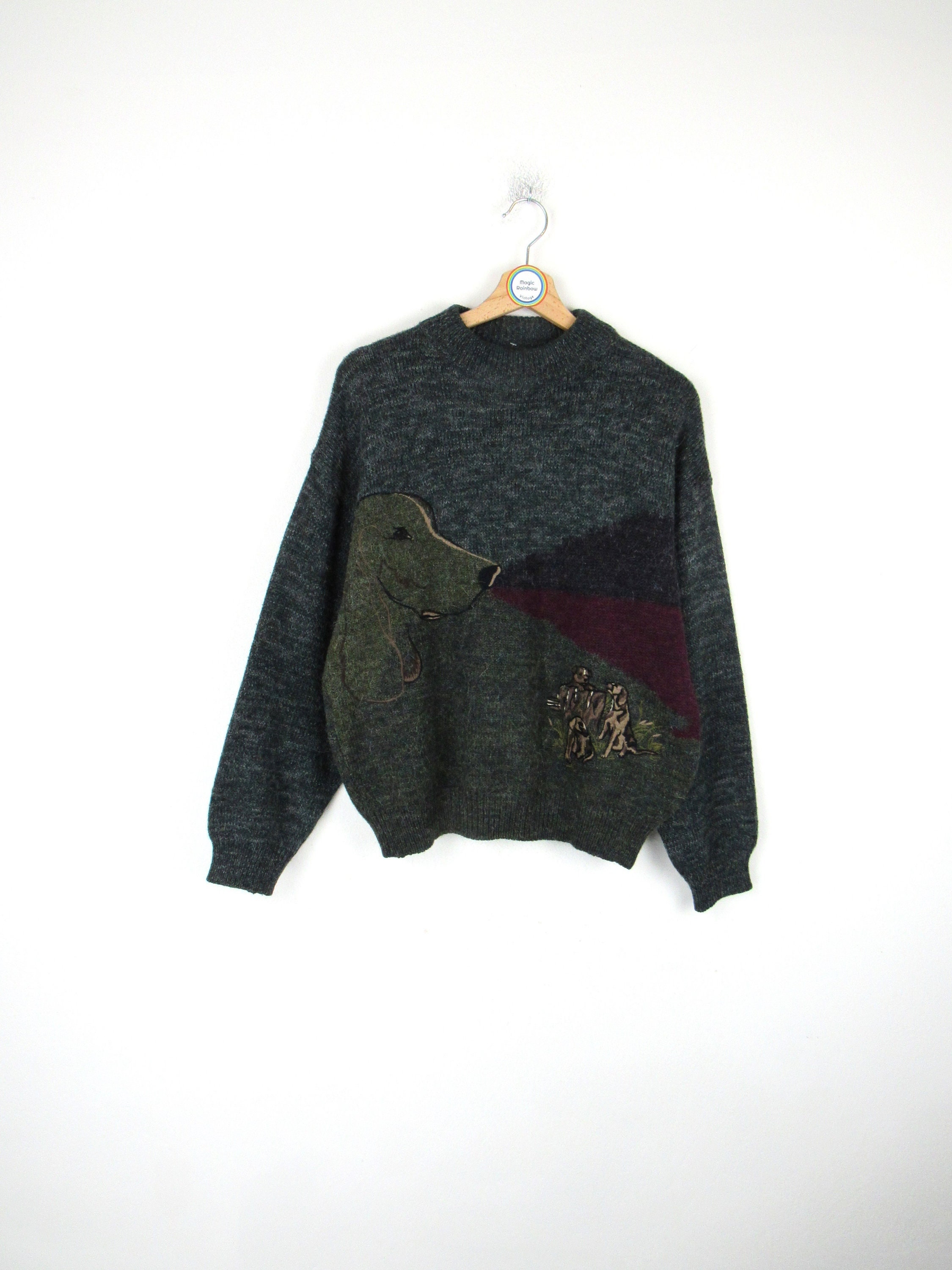 トップス USED / 90s alpaca wool knit sweater M Vintage 80s Peruvian 100% Alpaca Folk Hand Knit Sweater