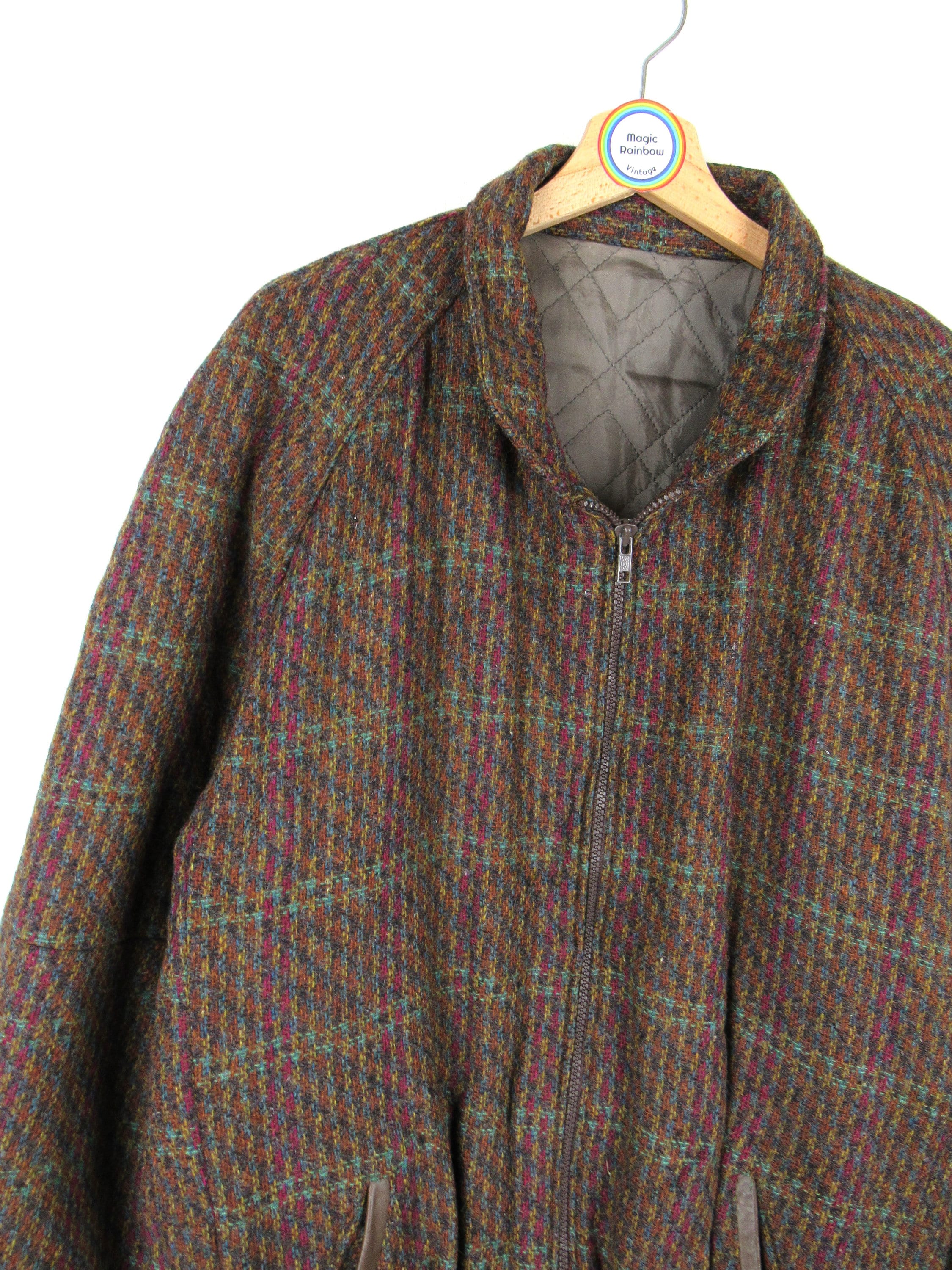 Vintage 1980s Wool Bomber Jacket - Size XL - Etsy