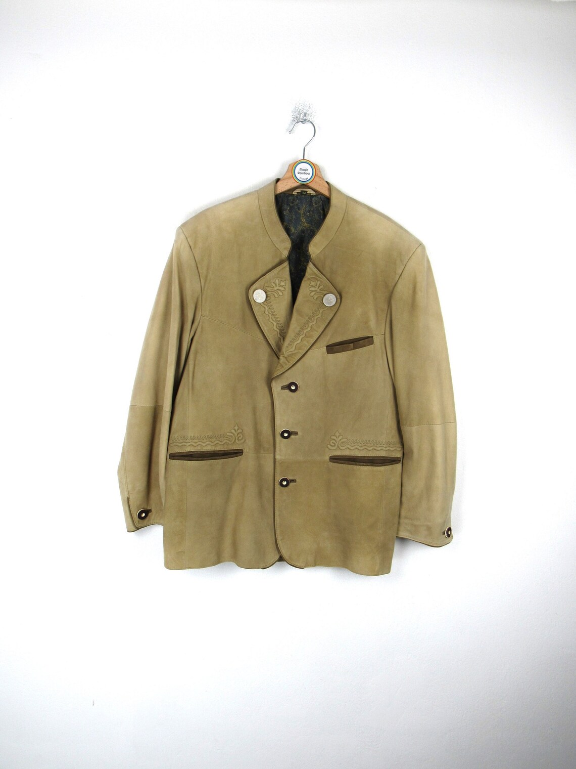 Giacca tirolese di pelle scamosciata vintage anni '80 '90 - Taglia L, foto 1 di 5
