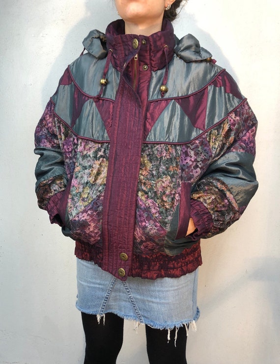 Vintage 80s bomber jacket, embroidered, crazy jack
