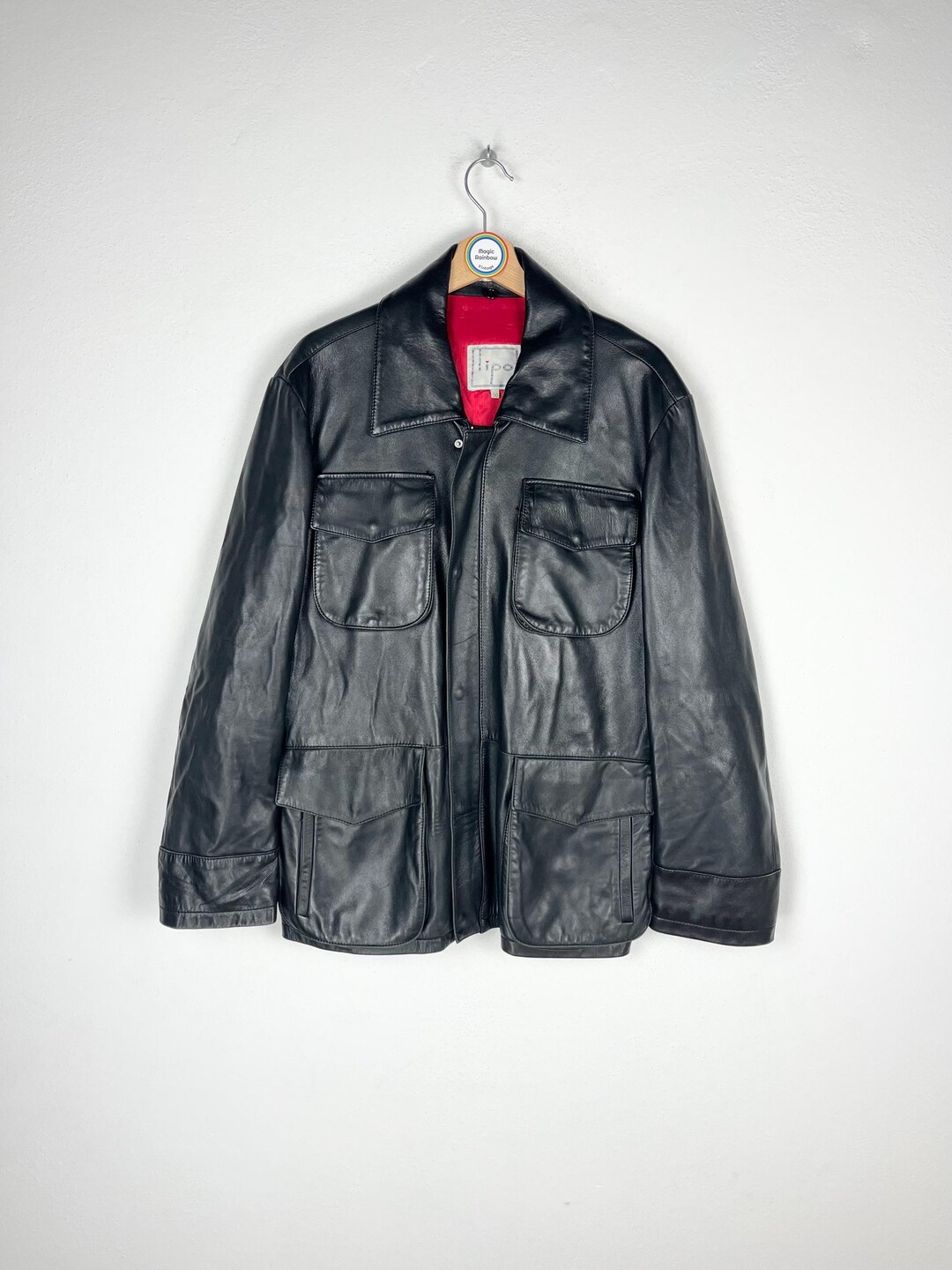 Vintage 90s Leather Jacket - Size L - Etsy