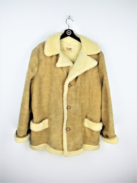 American Sheepherder mouton Coat Jacket men Size 38 brown