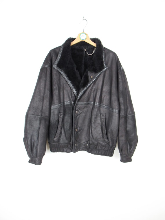 Montone vintage anni '80 vera pelle - Taglia L