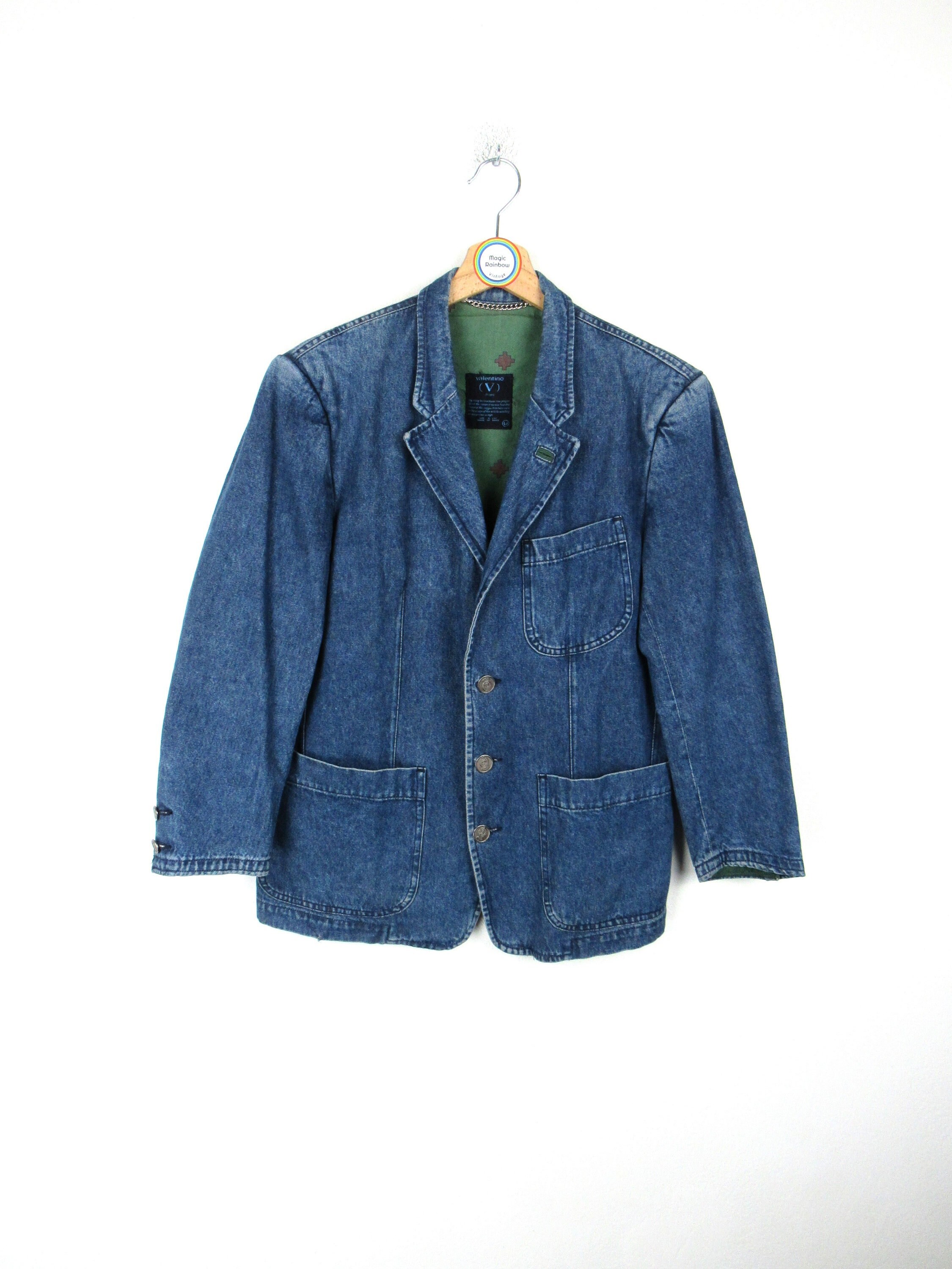 Vedholdende tandlæge Opgive Valentino Vintage 80s 90s Denim Blazer Jacket Size S - Etsy