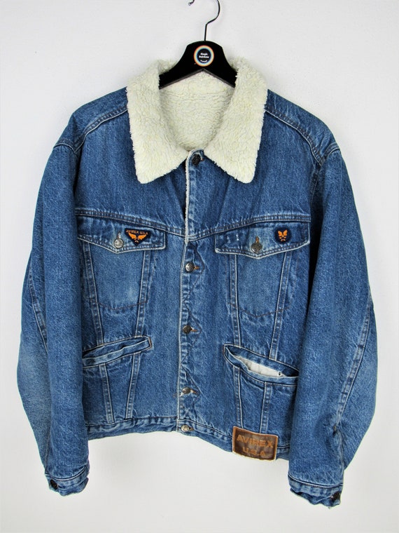 Avirex Jacket Jeans Vintage 90s Sherpa 