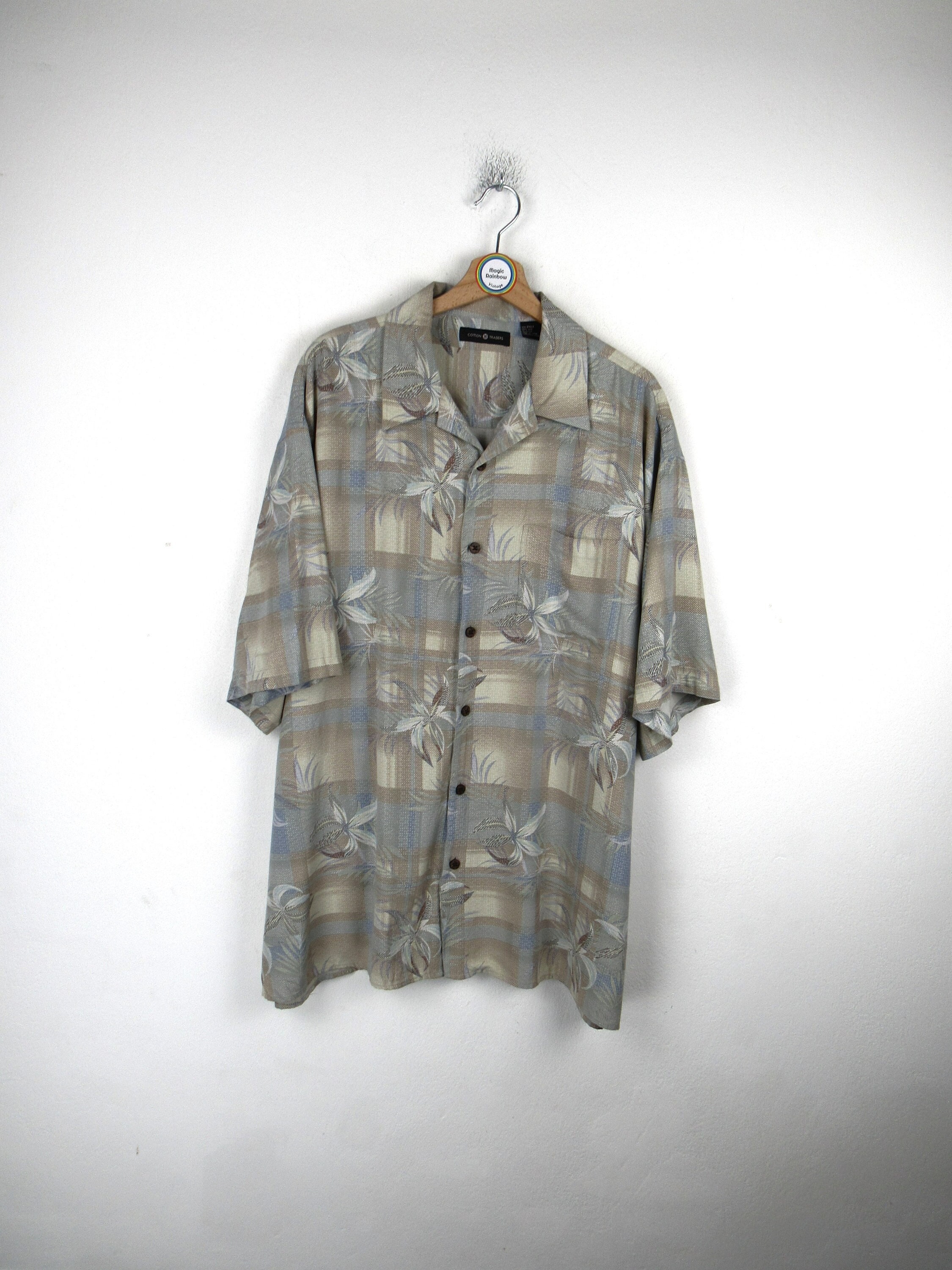 VEMOW Camicia hawaiana da uomo originale e alla moda camicia a maniche corte con colletto stampato 3D da uomo, grigio., XL