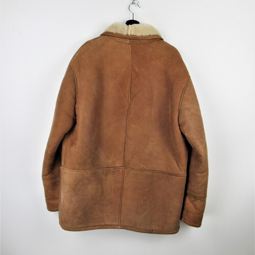 Shearling Harvest Genuine Leather shops Jacket Vintage 80s 90s - Size XL