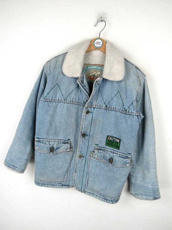 Carrera Giacca di jeans sherpa vintage anni 80 90 Taglia XS