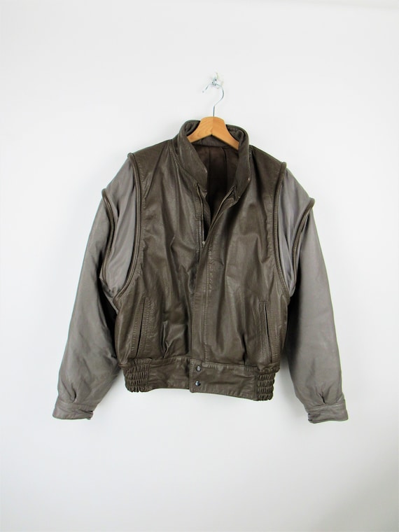 袖丈約59センチvintage lether bomber jacket brown M