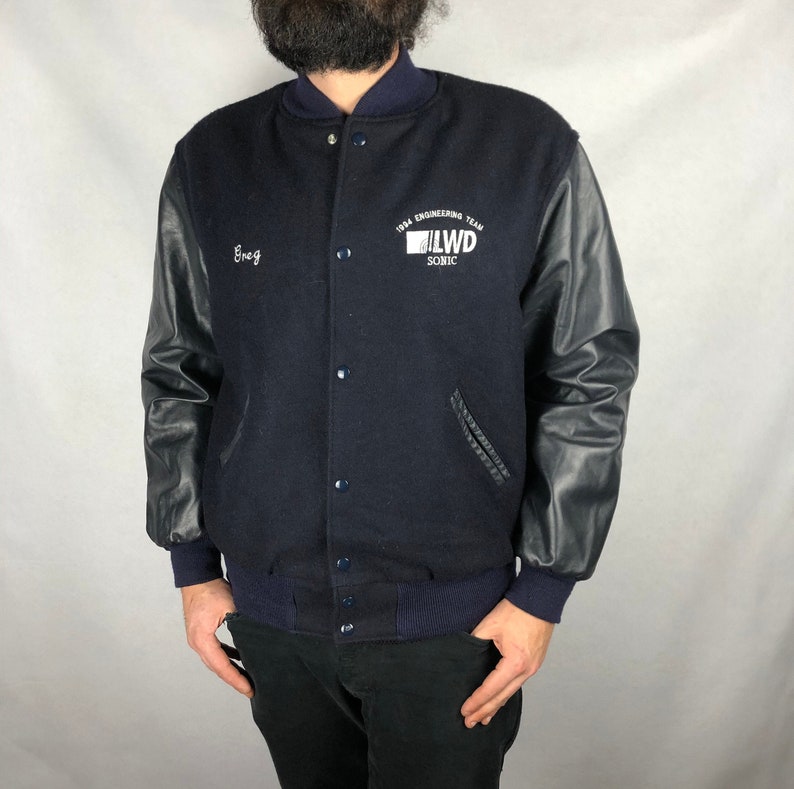 leather vintage 90/' college America Varsity jacket college jacket teddy jacket multicolor unisex patch bomber jacket