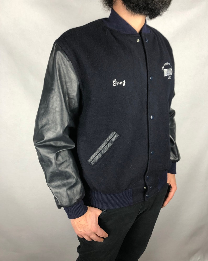 leather vintage 90/' college America Varsity jacket college jacket teddy jacket multicolor unisex patch bomber jacket