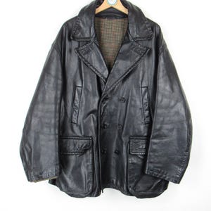 Veste en cuir vintage des années 80 - Taille XXL