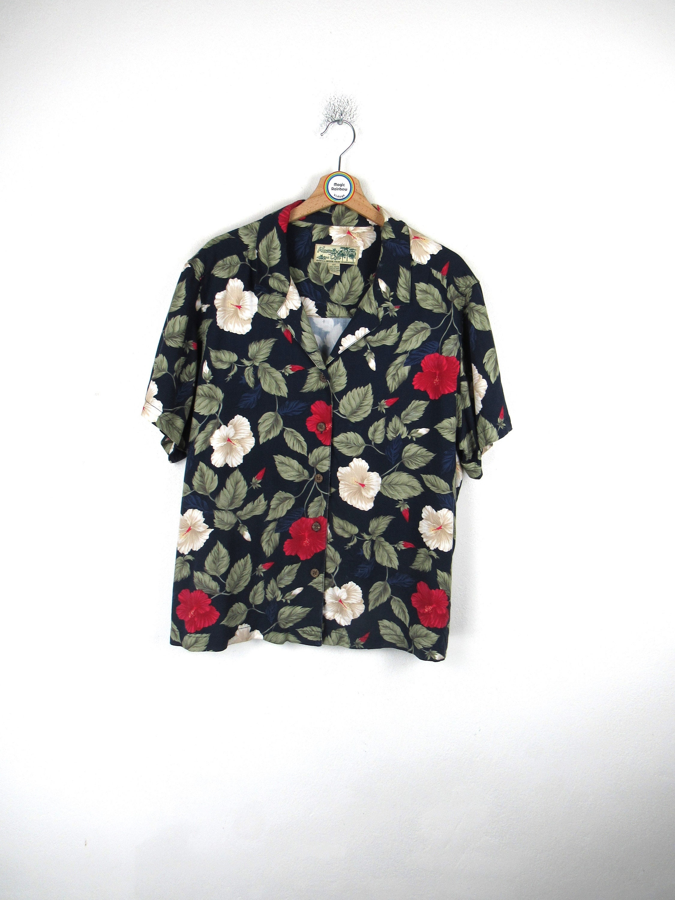 Vintage Hawaiian Shirt Women Short Sleeve 90s - Size XL - Etsy