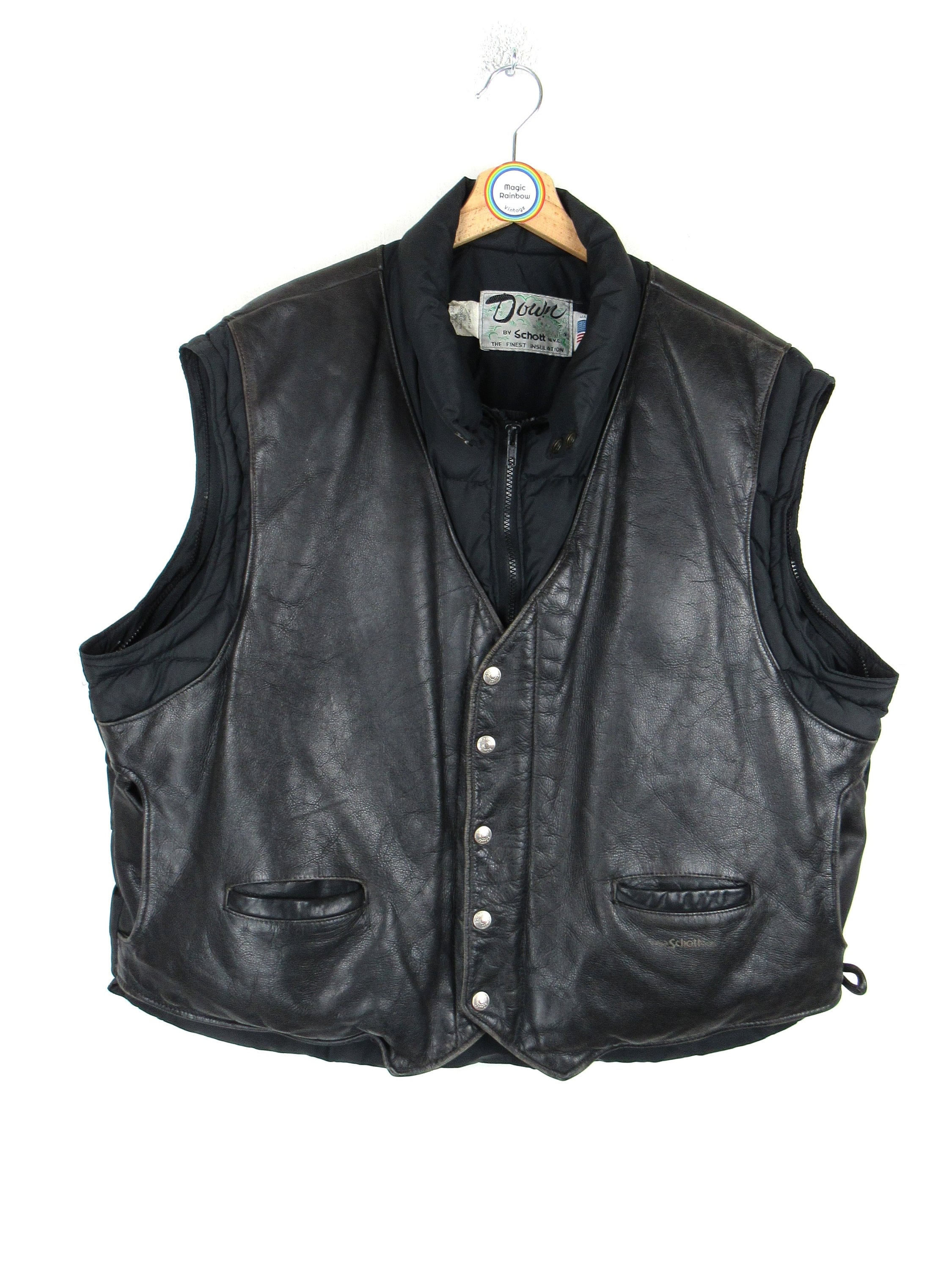 Schott Vintage 1980s Down and Leather Bomber Jacket - Size