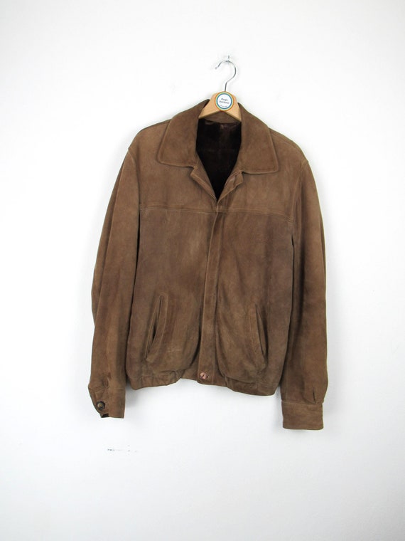 ジャケット・アウター Vintage Brown Suede Short Jacket Premium Vintage Suede Short Jacket for Men - Brown & Grey Options