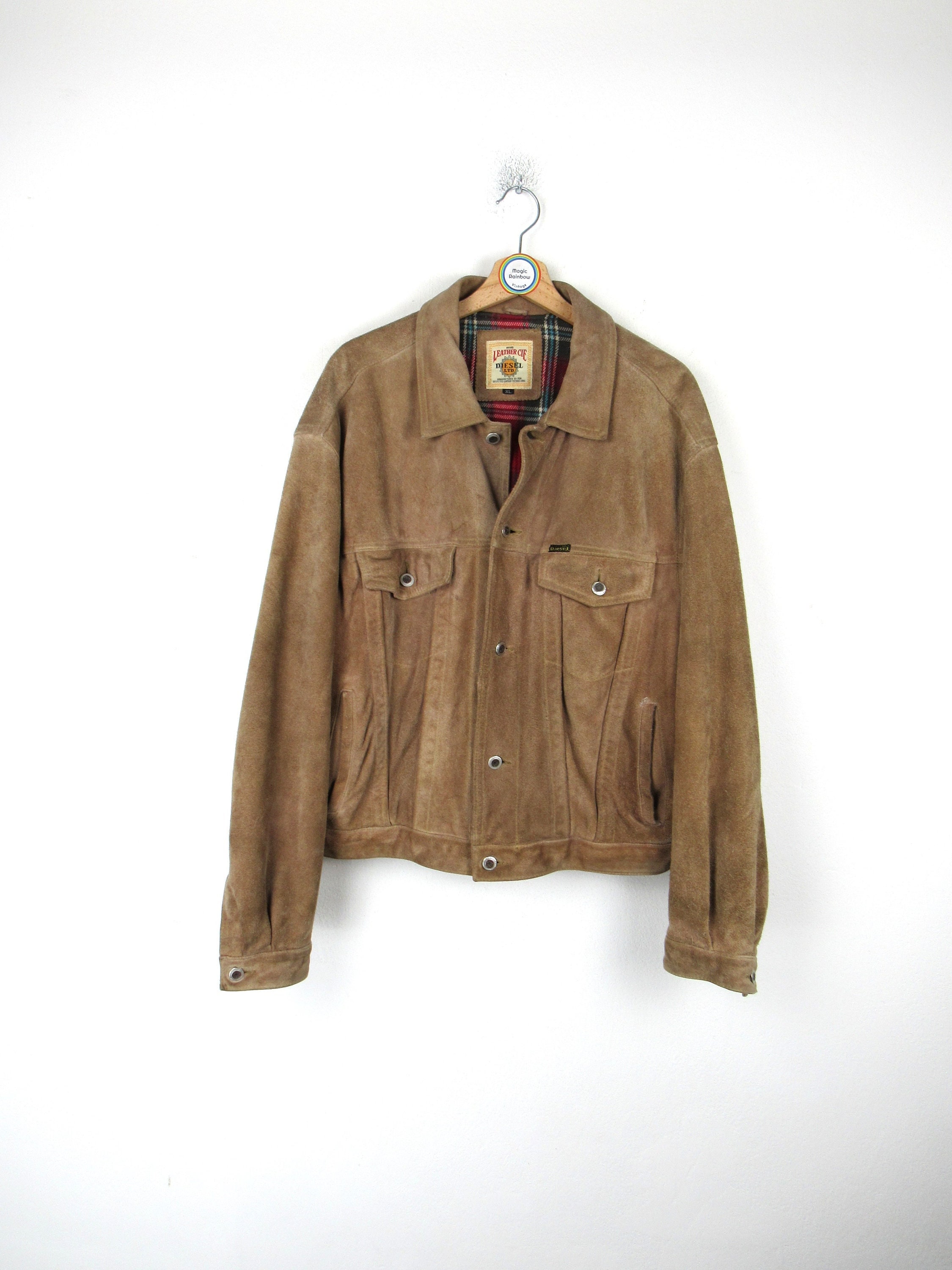 Diesel 90s Vintage Suede Leather Jacket Size L Etsy