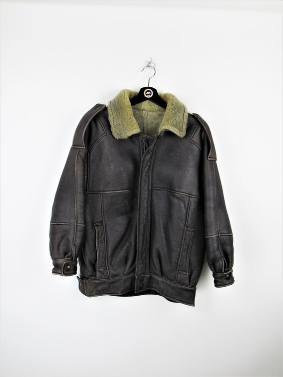 Vintage 80s 90s Genuine Leather Shearling Jacket Size S - Etsy Vintage 80s 90s Genuine Leather Shearling Jacket Size S - Etsy