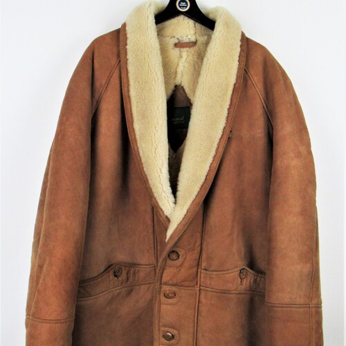 Shearling Harvest Genuine Leather shops Jacket Vintage 80s 90s - Size XL