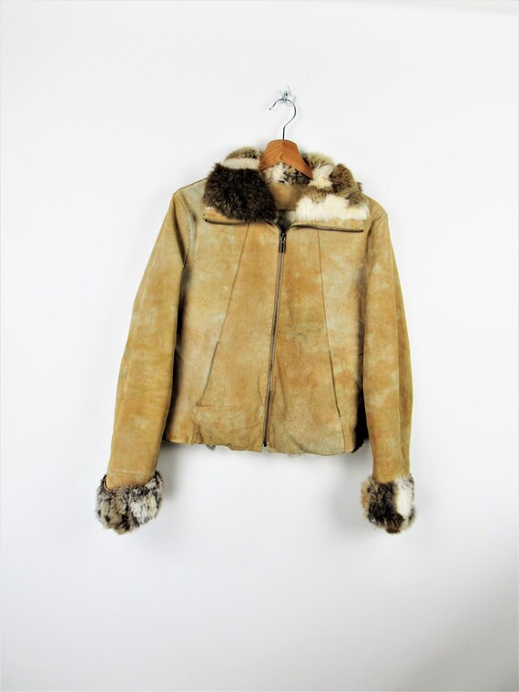 90s Vintage Genuine Leather and Fur Jacket - Size S - Etsy