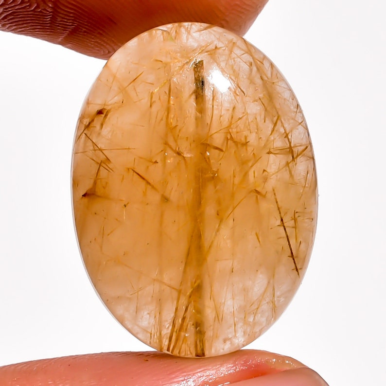Natural Golden Rutile Quartz Oval Cabochon Loose Gemstone for jewelry making Golden Rutile Quartz