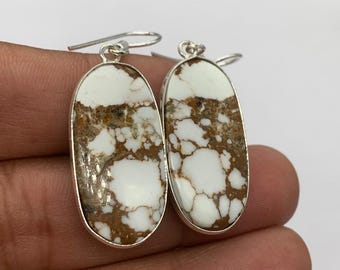 wild horse jasper earrings , Natural wild horse jasper 925 Sterling Silver earrings , Beautiful earrings For Her , earrings For Gift
