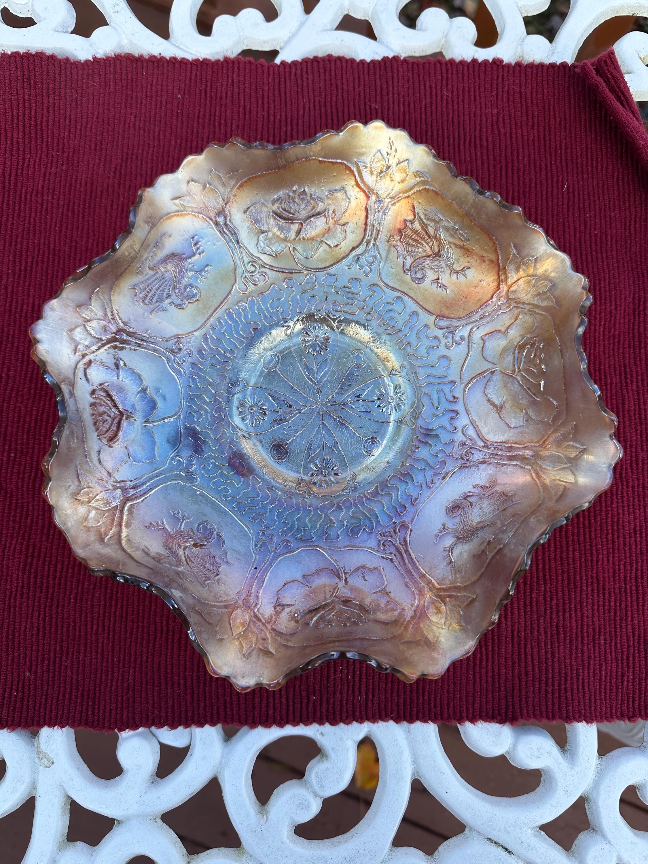 【ひびあり】フェントン ドラゴン ロータス カーニバルガラス Carnival Glass Dragon and Lotus - Etsy