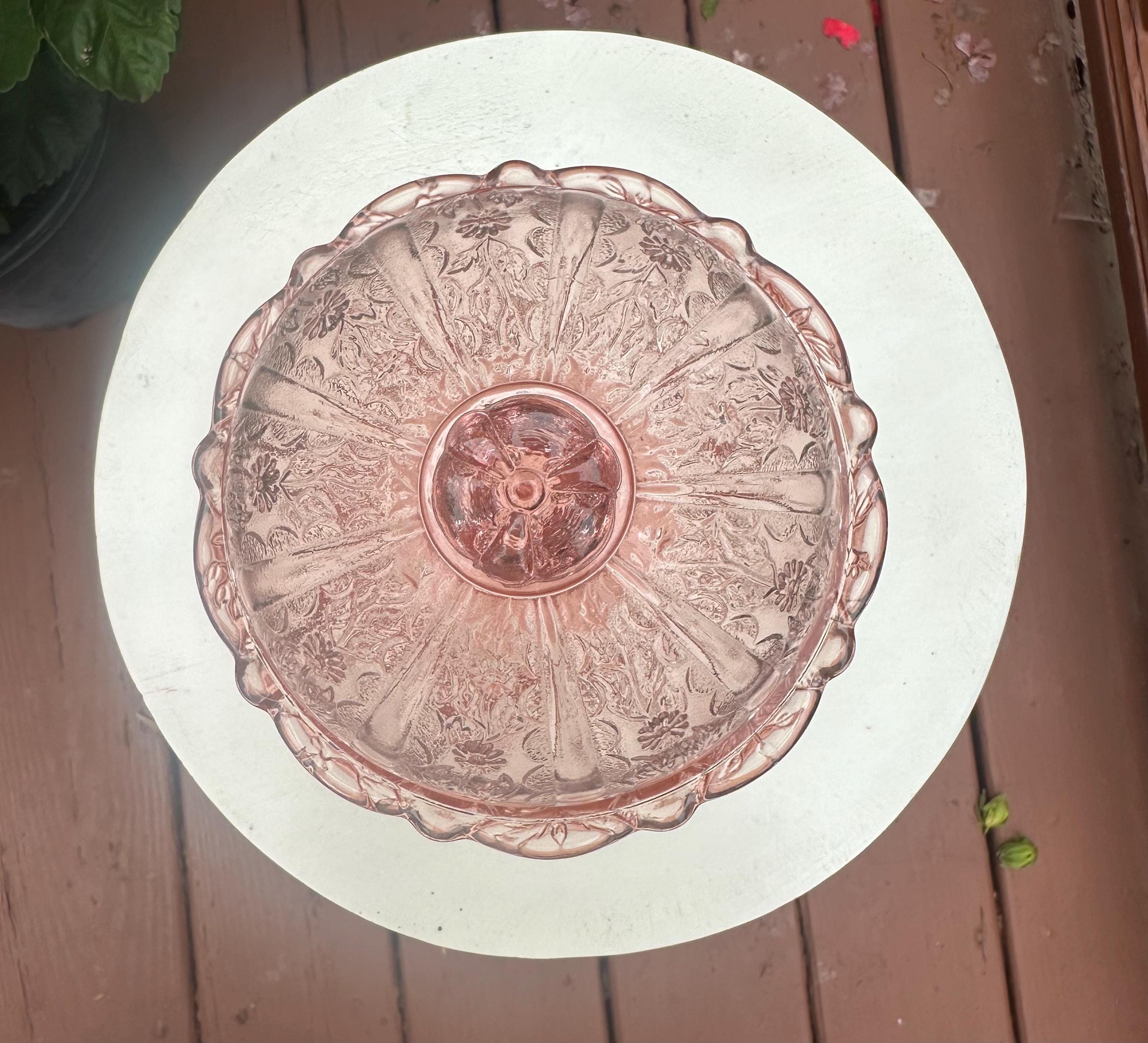 Rare Vintage Pink Fenton Marked Covered Candy Dish