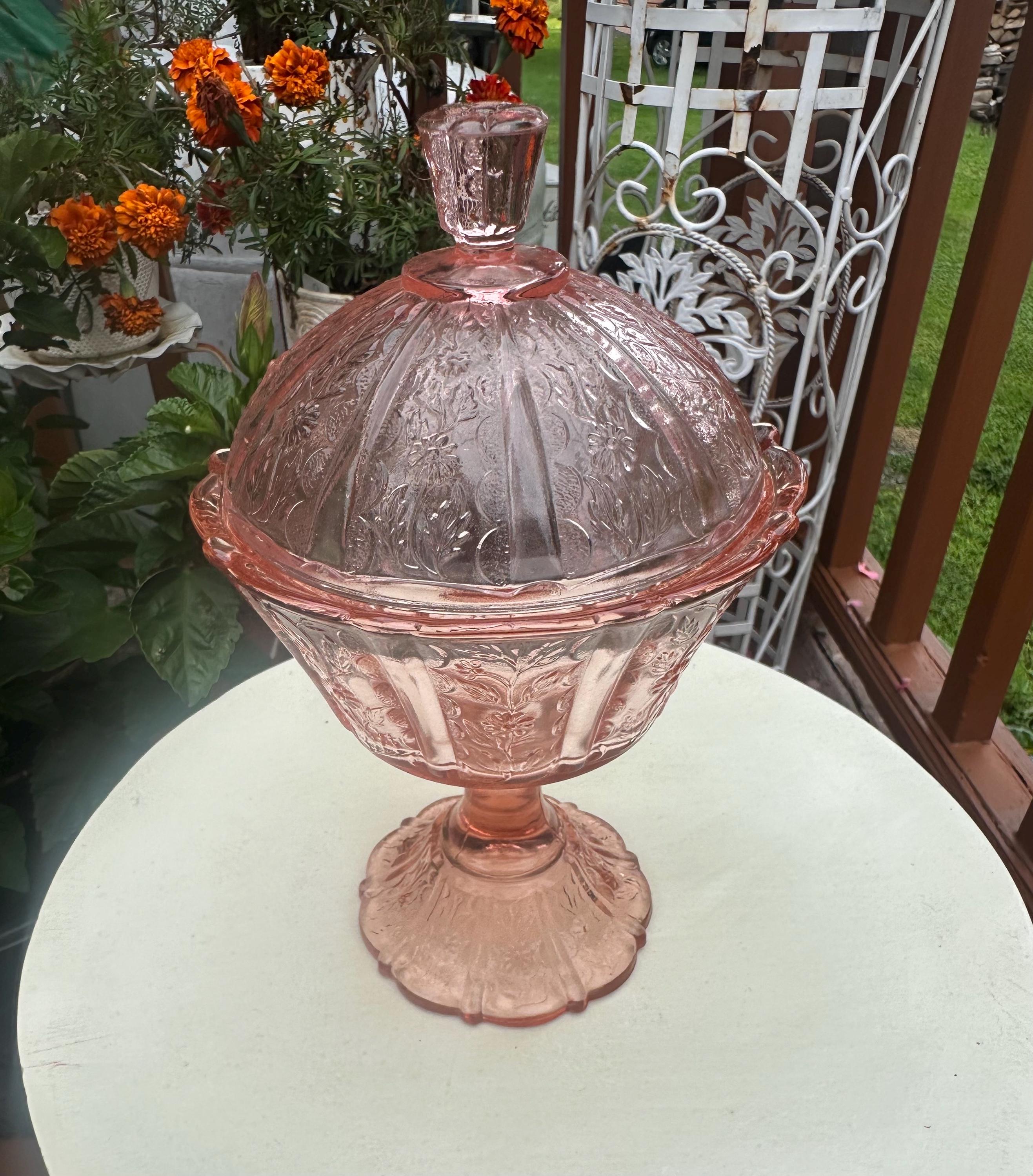 1940年代 Fentonフェントン フタ付きキャンディディッシュ Fenton Candy Dish - Etsy
