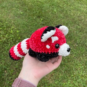 Crochet Red Panda | Amigurumi Red Panda | Red Panda Plush | Red White Black Fuzzy Velvet Crochet Red Panda