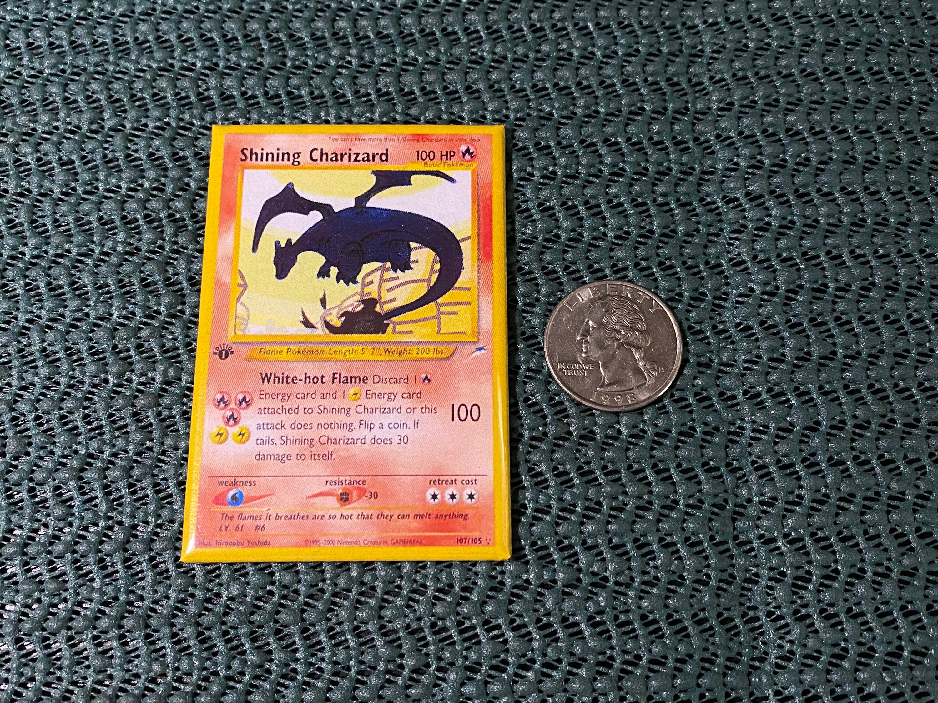 Shining Charizard Style trading Card Pin or Fridge - Etsy