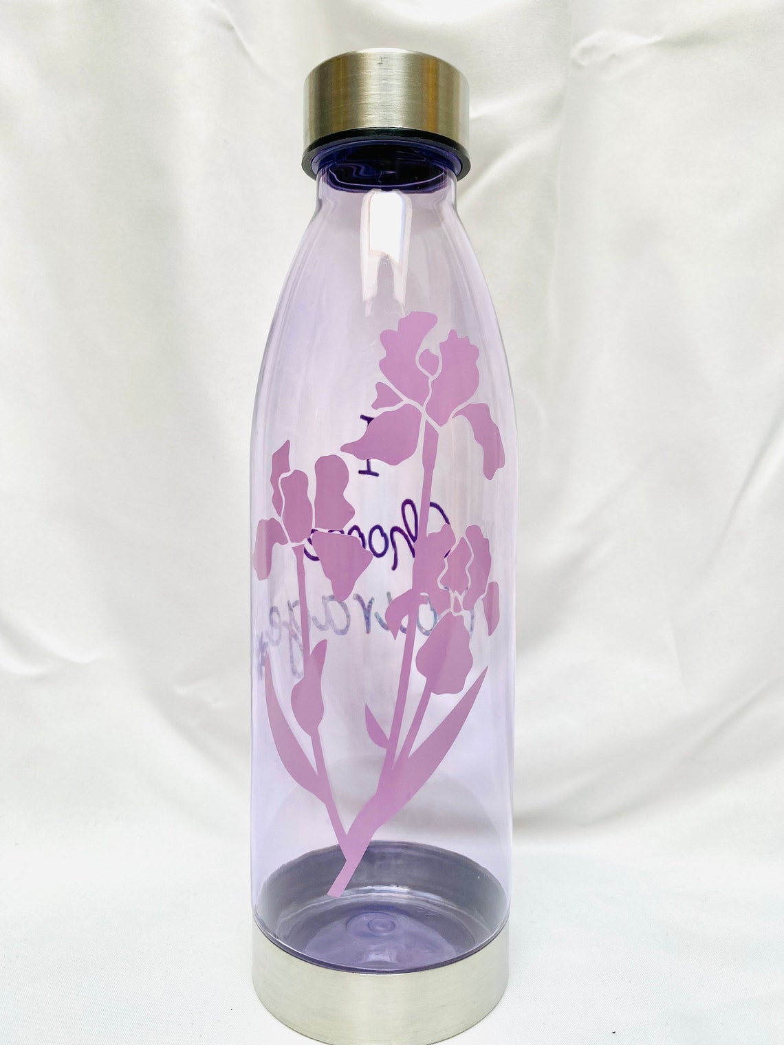 Personalized water bottle purple water bottle flower design Etsy