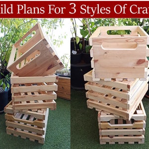 Build Plans For 3 Styles Of Crates: 2 Crates  AND The Solid End Crate, Wooden Crate Plans, Crate Plans, DIY Wood Crate Plans
