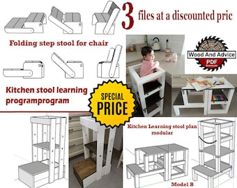 3 files at a discounted price/Kitchen Learning stool plan/kitchen  stand plan/little chef stool plan/kitchen  plan/wood kitchen