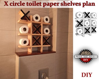 DIY plan | Tic Tac Toe Toilet Paper Holder | Bathroom decor and storage Wooden wall mounted shelves fun modern organizer DIY