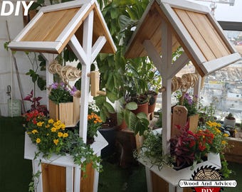 Planos para macetas de pozo de los deseos, planos para macetas de pozo de jardín, planos para macetas de pozo decorativas, planos para macetas de pozo rústicas