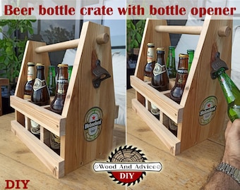 Beer bottle crate plan with bottle opener, DIY box,Beer holder Plan/Beer Tote Plan/wood beer tote plan/craft beer tote plan/6 pack beer plan