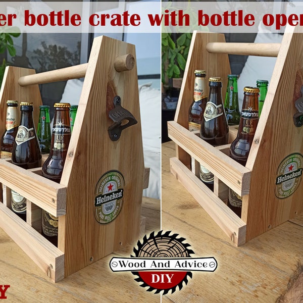 Beer bottle crate plan with bottle opener, DIY box,Beer holder Plan/Beer Tote Plan/wood beer tote plan/craft beer tote plan/6 pack beer plan