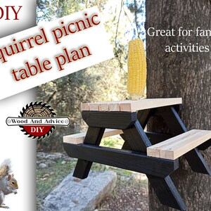 Squirrel Picnic Table Feeder, Squirrel Table, Pet Feeder, DIY Squirrel Feeder, DIY mini table feeder, DIY crafts, Miniature Picnic Table