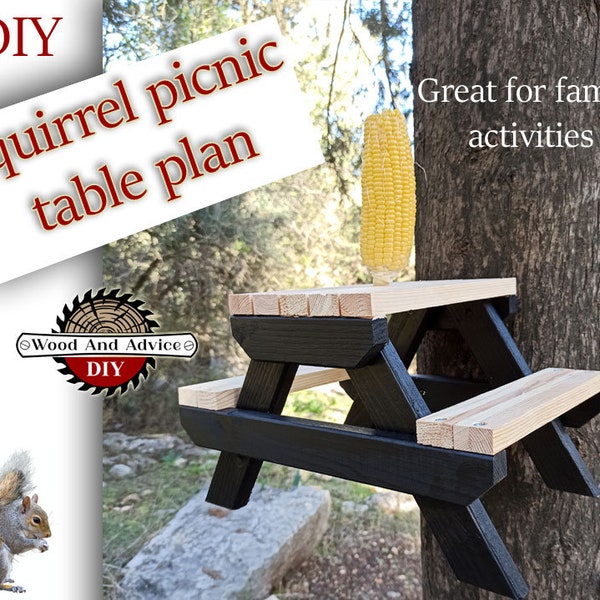 Squirrel Picnic Table Feeder, Squirrel Table, Pet Feeder, DIY Squirrel Feeder, DIY mini table feeder, DIY crafts, Miniature Picnic Table