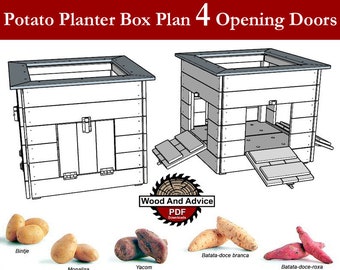 otato Planter Box Plan 4 Opening Doors/Organic potato planter plan/house planter plan/planter plan/planter plan/